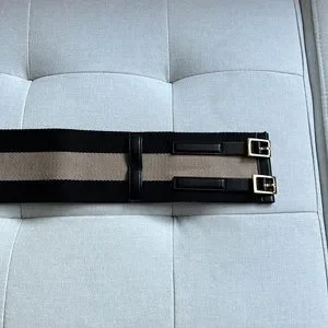 Gucci | Accessories | Gucci Canvas Black Tan Striped Belt  display picture 1